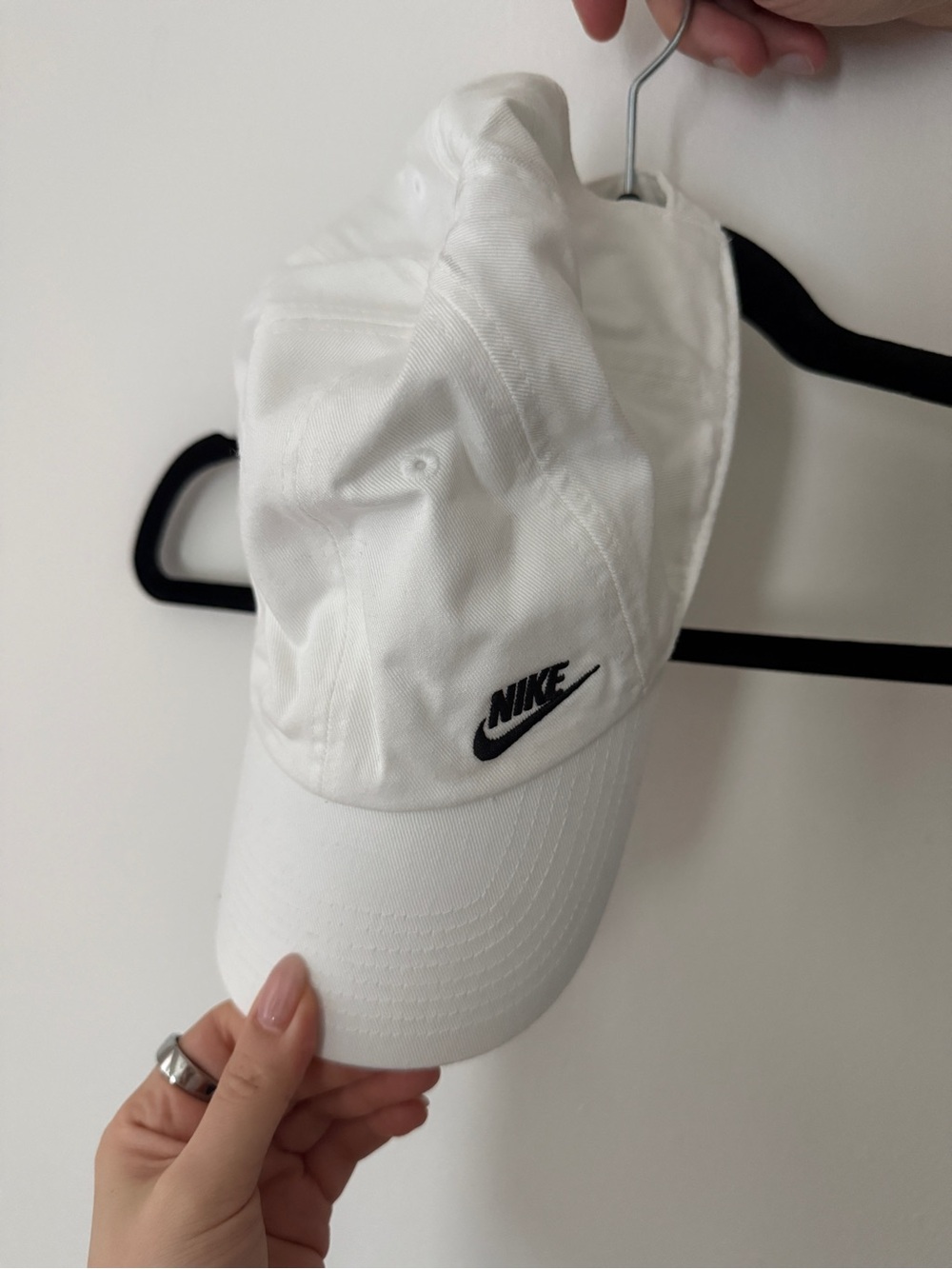 Nike White Cap with Black Swoosh Tag